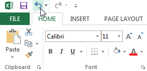 The Undo option is located on the top left-hand corner of Excel