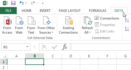 Click Data on top of the Excel ribbon